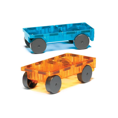 MAGNA-TILES - Cars - 2 Piece Expansion Set - Blue & Orange