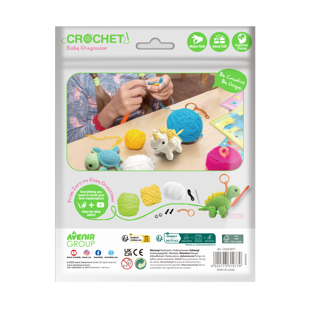 Avenir - Crochet Keychain - Baby Stegosaur - Johnco