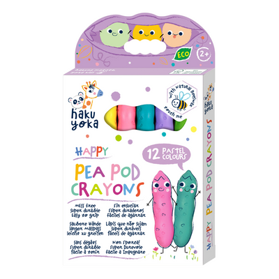 Haku Yoka - Happy Pea Pod Crayons - 12 Pastel Colours