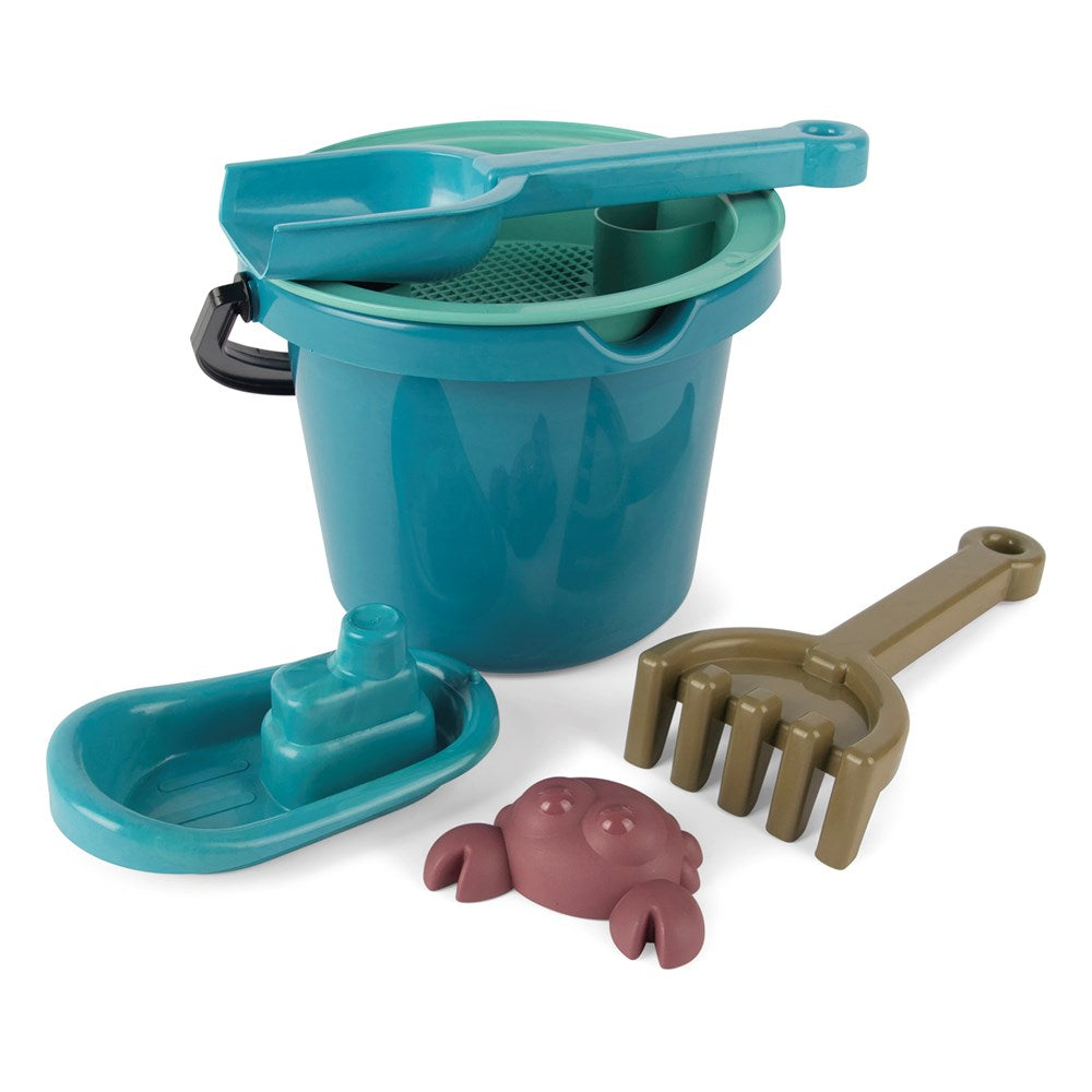 Bucket Set Toy Dantoy - Blue Marine Toys - Bucket Set With Cotton Net - 6pc - Johnco