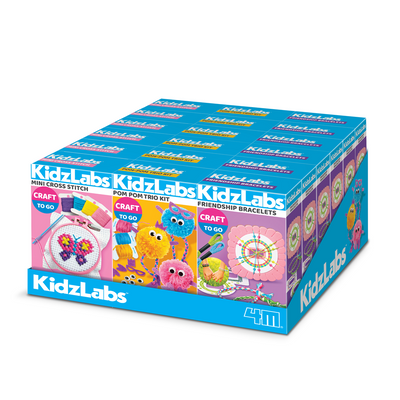 4M - KidzLabs - Craft To Go - Pom, Stitch & Bracelet - 18 Unit Display