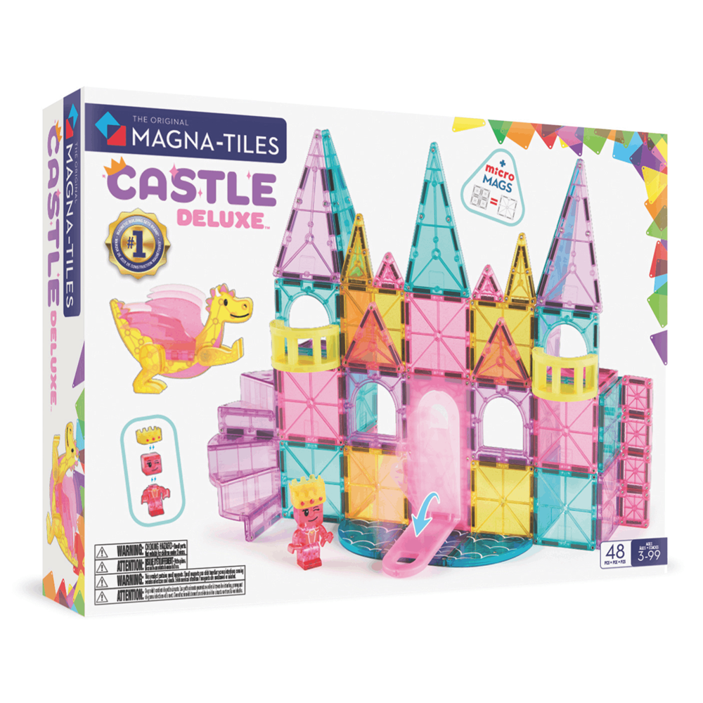 MAGNA-TILES - Castle DLX + microMAGS - 48 Piece Set