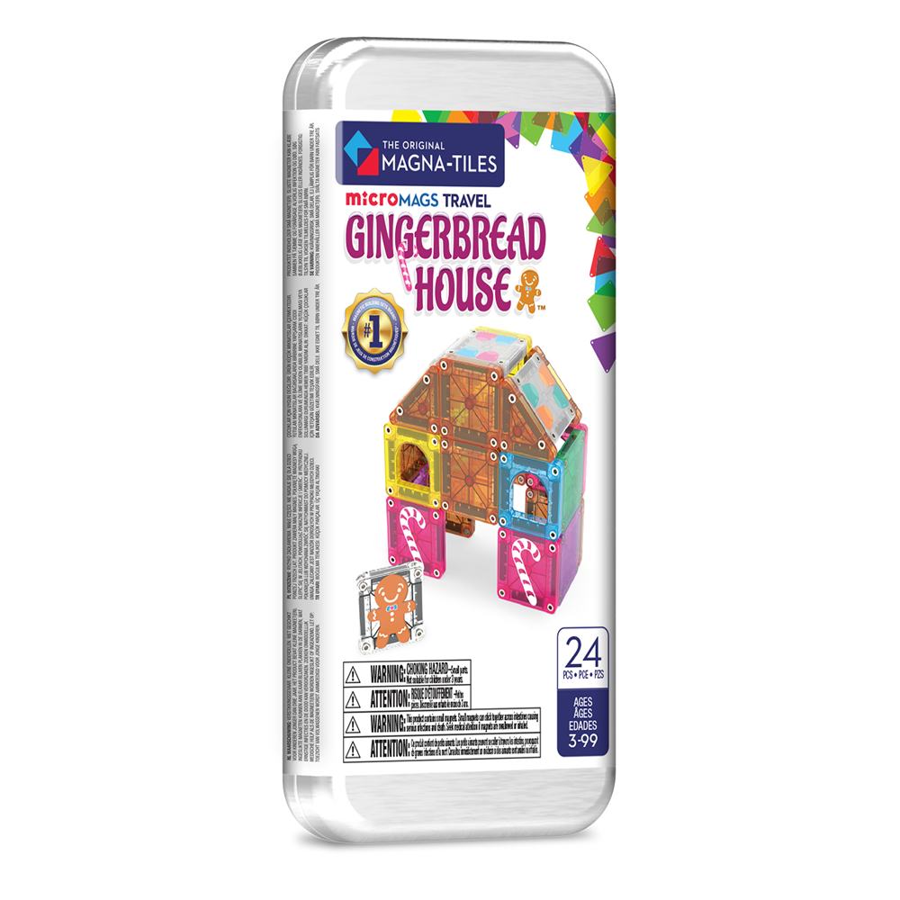 MAGNA-TILES - microMAGS - Gingerbread House Travel Set - 24 Piece