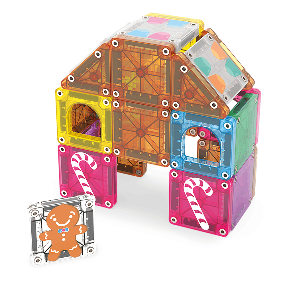 MAGNA-TILES - microMAGS - Gingerbread House Travel Set - 24 Piece