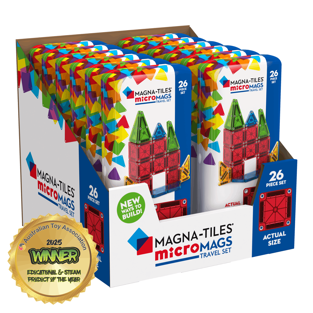 MAGNA-TILES - microMAGS Travel Set - 26 Piece Set - 12 Unit Counter Display