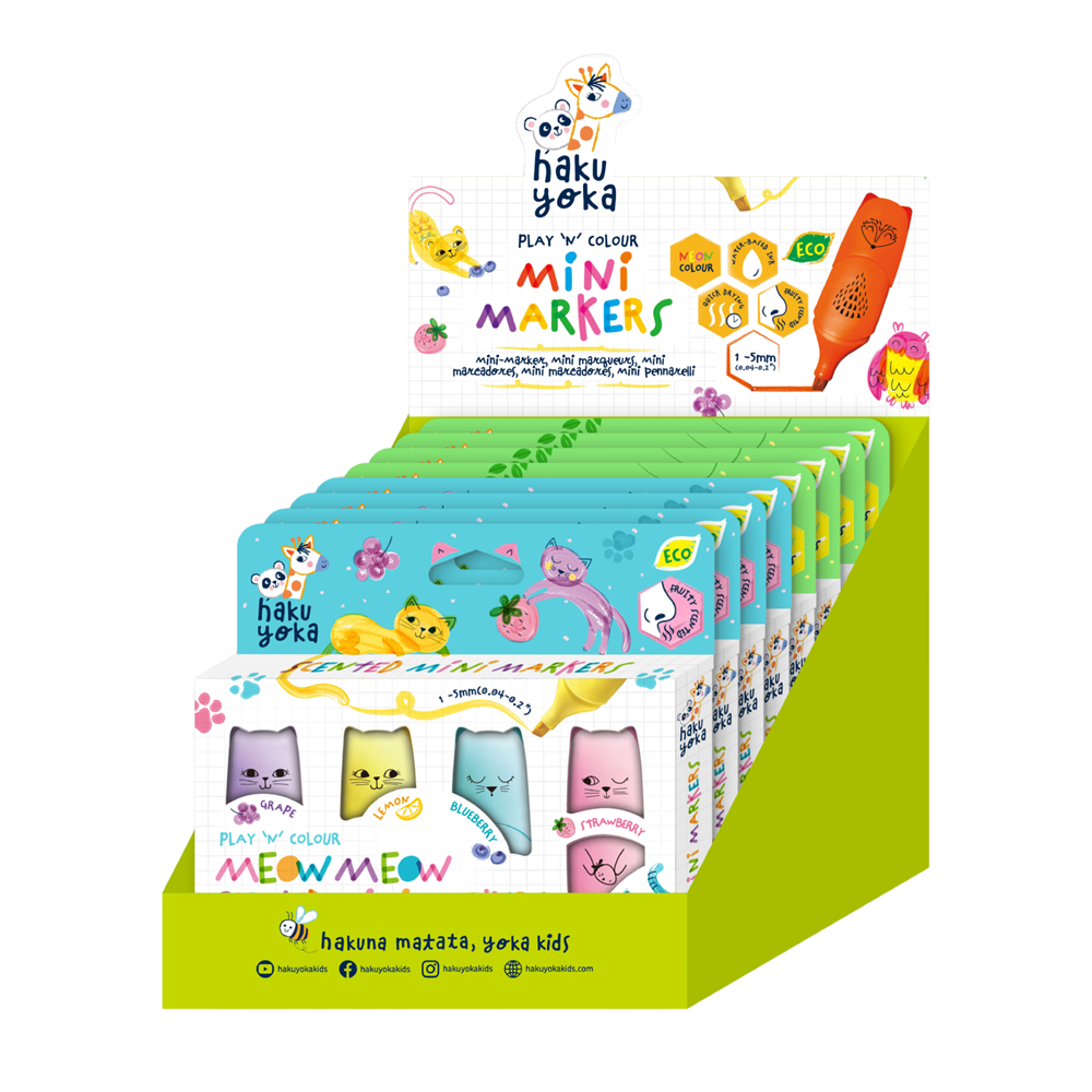 Haku Yoka - Play N Colour - Mini Markers - Assorted 8 Unit Display