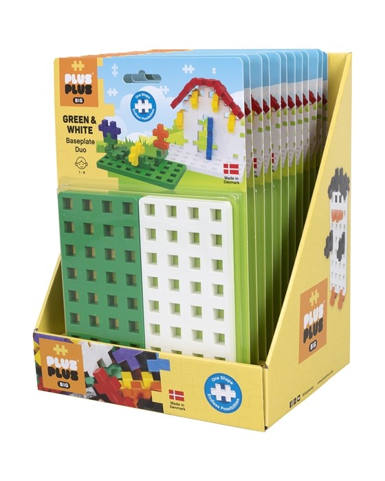 Plus-Plus - BIG Baseplates Display - White & Green