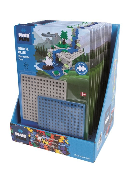 Plus-Plus - Baseplates Display - Blue & Grey
